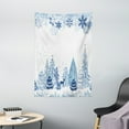 thumbnail image 1 of Winter Tapestry, Winter Scene with Deer Frozen Trees and Snow Christmas Season Pine Trees Bushes, Wall Hanging for Bedroom Living Room Dorm Decor, 40W X 60L Inches, Blue White, by Ambesonne, 1 of 2