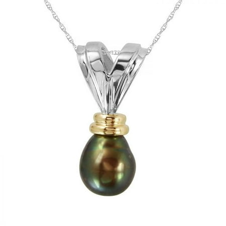 Foreli 7.5MM Tahitian Pearl 14K Two tone Gold Necklace