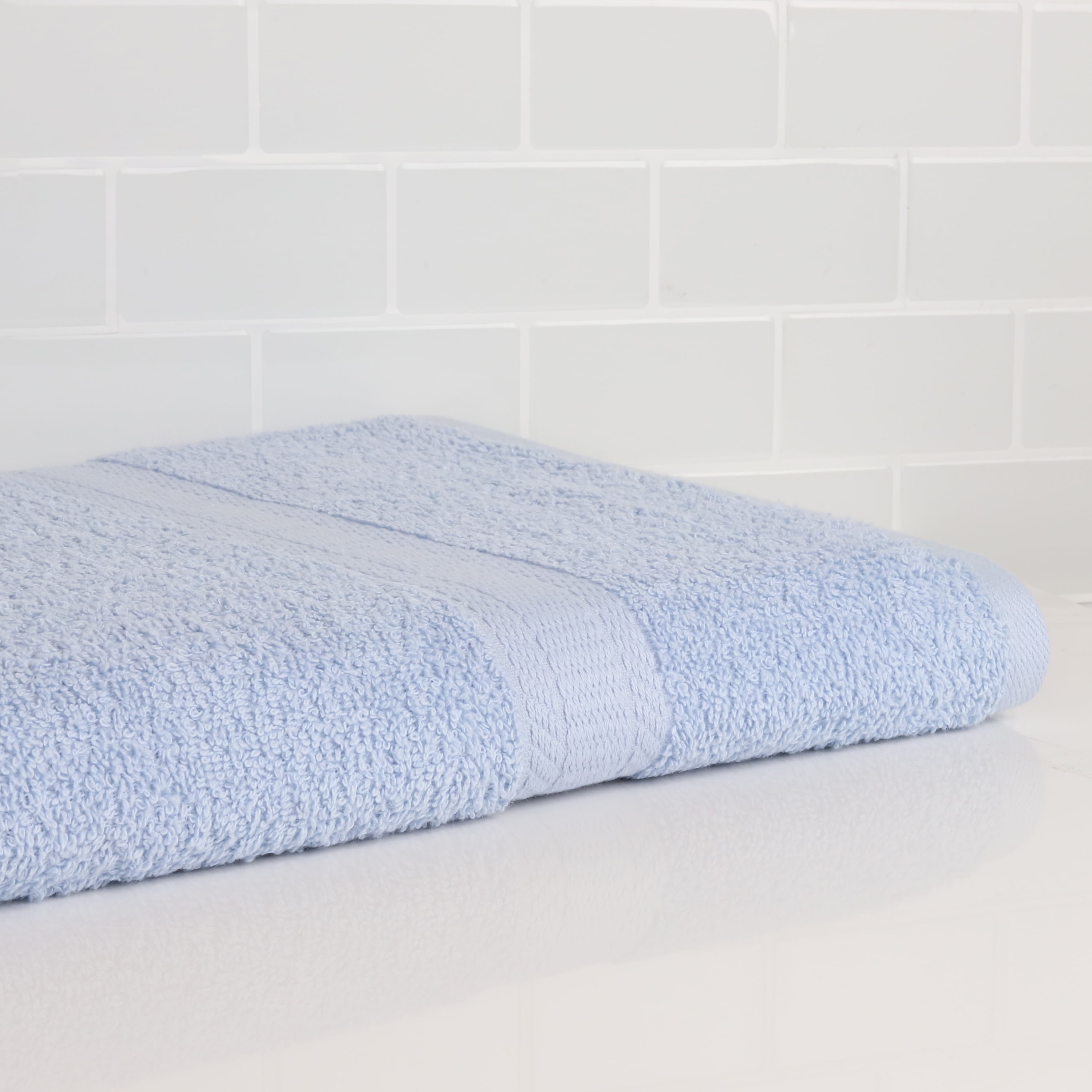 (2 pack) Mainstays Basic Light Blue Bath Towel, Single, 27 in x 52 in