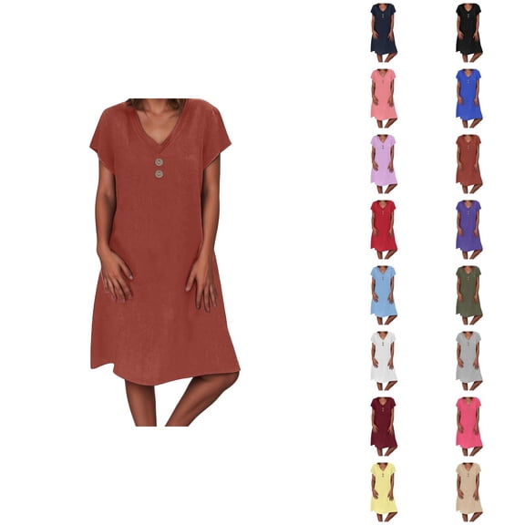 Tshirt Dress Women Summer Plus Size Short Sleeve V Neck Lightweight Casual Mini Dresses T Shirt Dresses for Women