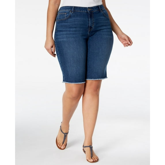 Style & Co - Frayed-Hem Denim Bermuda Shorts - Plus Size - 22W