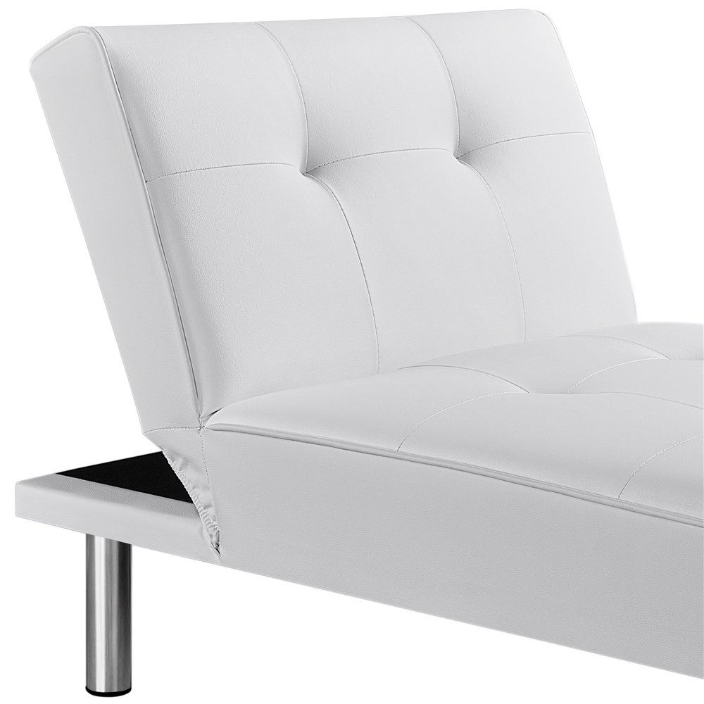 Renwick Convertible Faux Leather Futon Chaise Lounge, White - image 5 of 11