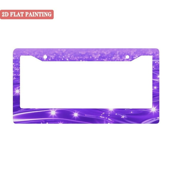 1PC Purple Glitter & Star License Plate Frames with Mounting Hardware 6.3x12.2inch(16x31cm)