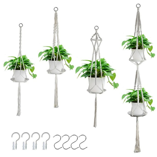 FGY 4PCS Macrame Plant Hanger with 8 Hooks Hanging Planter Basket