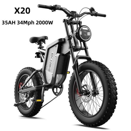 2000W EKXBIKE X20 48V 35Ah Removable Battery Mountain Bike，MTB Electric Bike for Adults 20" Fat Tire Electric Motorcycle,Full Suspension Electric Bicycle UL2849