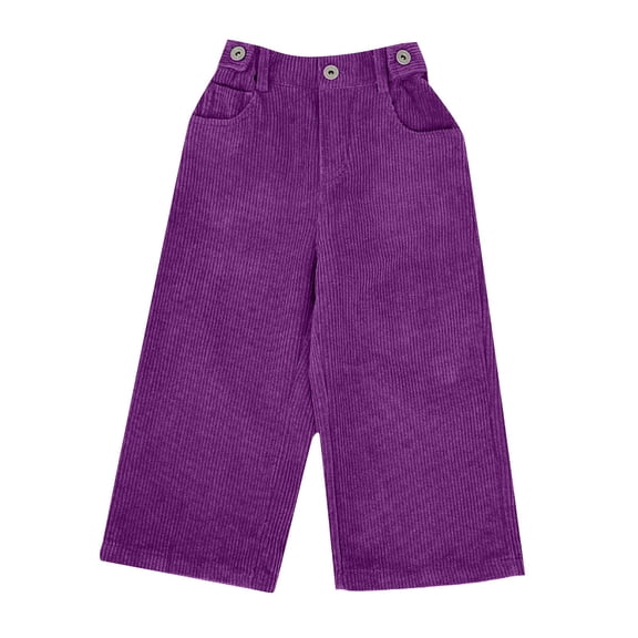 KAUOD Kids Corduroy Cropped Flare Pants Elastic High Waist Ribbed Bell-Bottom Sweatpants Boys Girls Wide Leg Baggy Trousers
