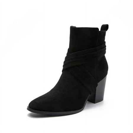 

Square Toe Women s Boots Winter Collection Thick Heel Suede Bare Boots
