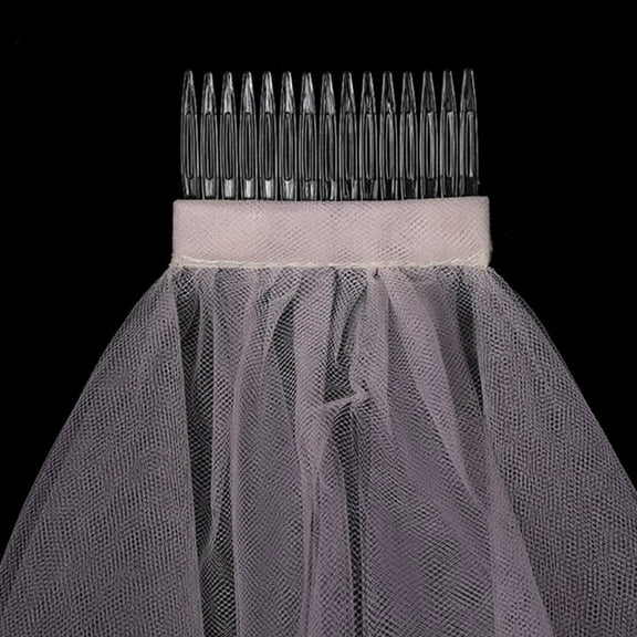 COOLHOOD Double Mesh Tulle Ribbon Women Short Wedding Veil with Comb Bride Headpiece