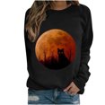 thumbnail image 1 of Camisa de manga larga con estampado de gato y cuello redondo informal para mujer a la moda para mujer Fridja ghj987+444, 1 of 4