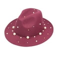thumbnail image 4 of MSJUHEG Beanie for Women Sun Hats for Women Bucket Hat Ladies Fashion Fedora Hat Panama Hat With Handmade Pearls Hats for Women Formal Hat Polyester 1PC Hat Wine One Size, 4 of 9