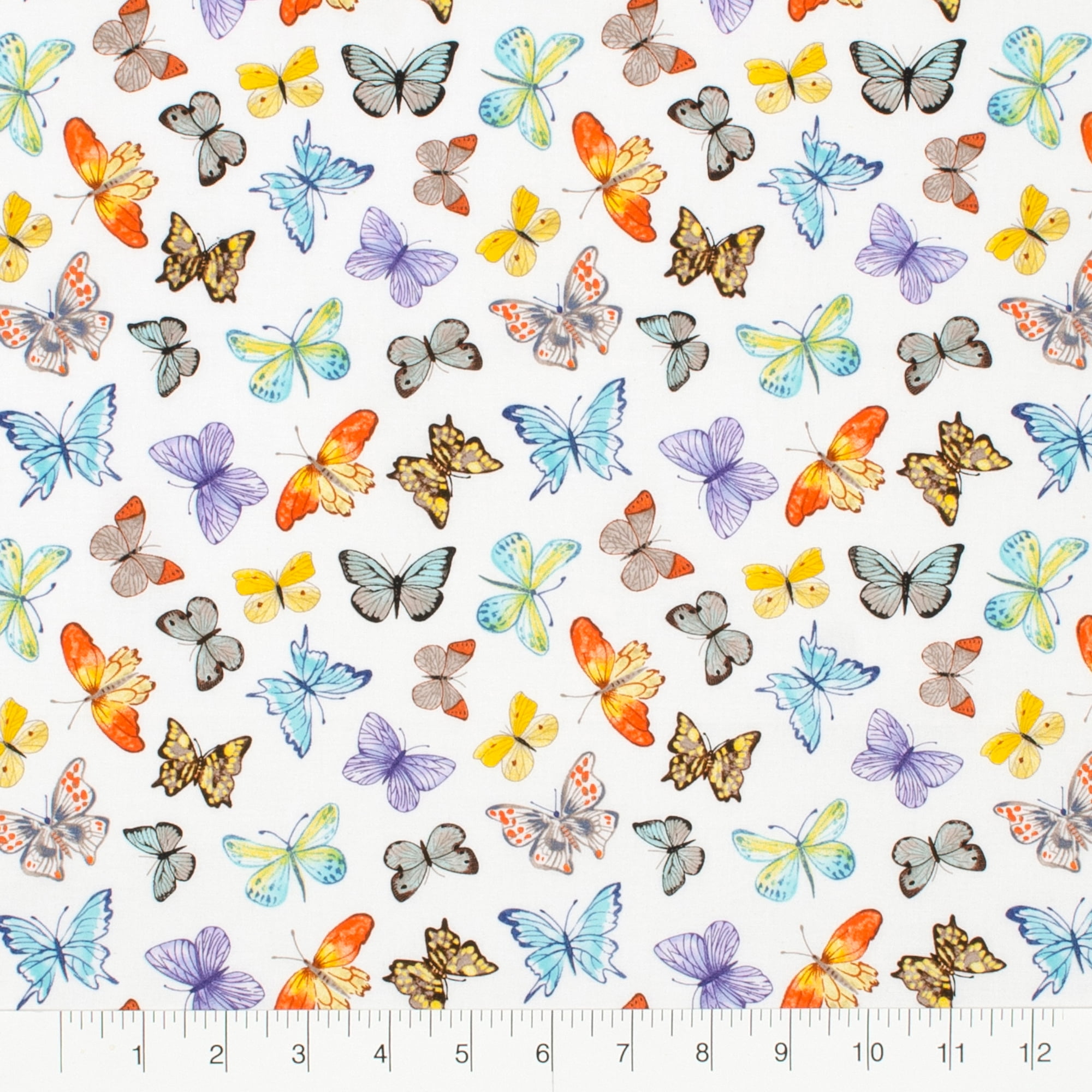 Create It 18"x21" Cotton Butterflies Precut Sewing & Craft Fabric, White 10 Pieces