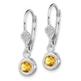 thumbnail image 2 of FB Jewels Sterling Silver Rhodium 5mm Round Citrine Leverback Earrings, 2 of 3