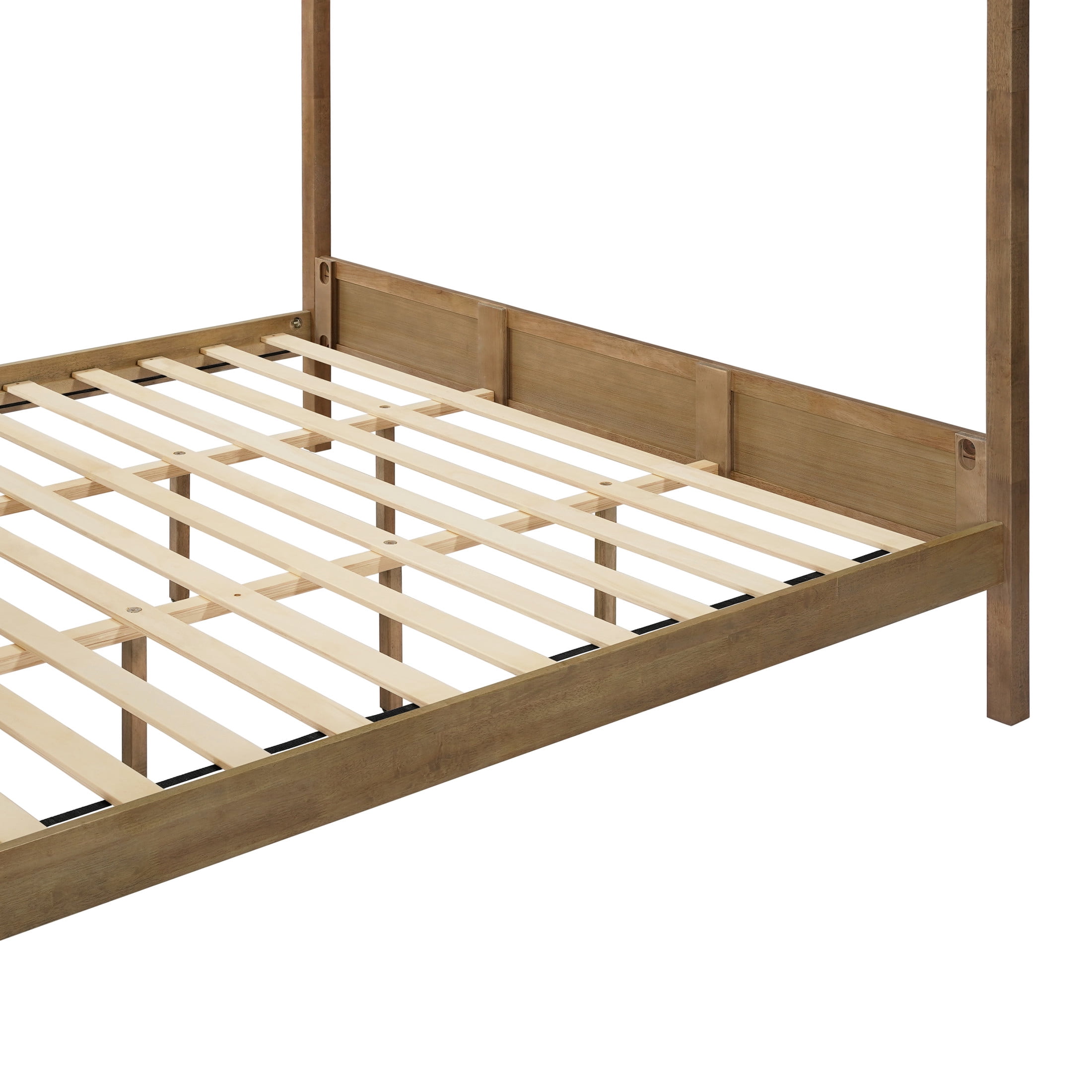 Christopher Knight Home Farmhouse King Canopy Bed Frame with Headboard, Solid Wood Frame, Antique Natural
