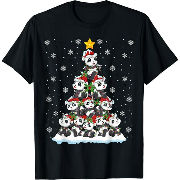 Panda Lover Xmas Gift Panda Christmas Tree T-Shirt