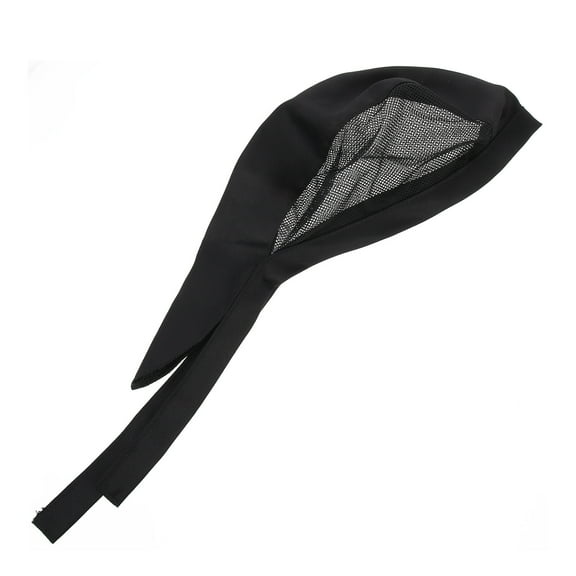 Elastic Cap Chef Hat with Ties Adjustable Service Cap Unisex Chef Beanie Chef Cook Hat Work Hat for Kitchen Restaurant Bakery Black