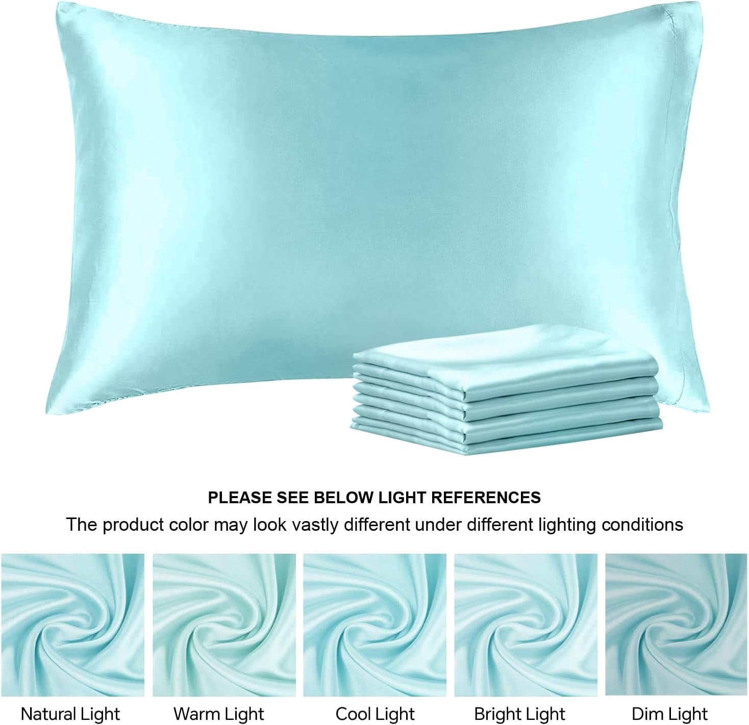 Satin Pillowcase for Hair and Skin, Super Soft Similar to Silk Pillow Cases 4 Pack with Envelope Closure, Cooling Pillowcases for Women Men (20"x30" Queen Size, Blue)