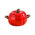 thumbnail image 2 of Pumpkin Shaped Ceramic Soup Bowl with Lid, Oven Safe Casserole Dish with Handles, 27oz Fall Thanksgiving Halloween Decorative Serving Bowl for Stew Dessert, 2 of 5
