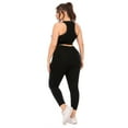 thumbnail image 3 of Women Racerback Sports Bra+Leggings w Pocket,2-Pieces Plus Size Activewear Set, 3 of 9