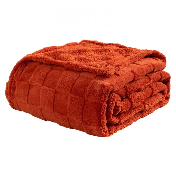 AUQ 1 Pc Queen Size Flannel Fleece Blanket,Super Soft and Warm Lightweight Checkered Pattern Blankets for All Seasons,27.6x39.4 Inch,Maple Brown