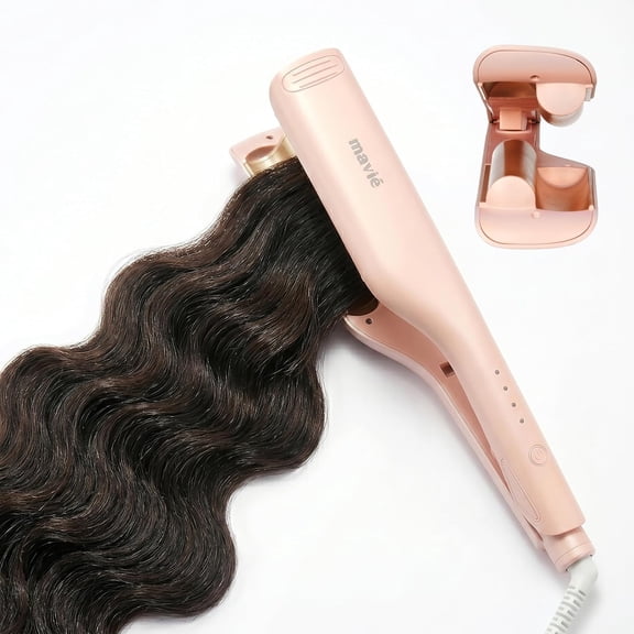 Hair Crimper & Curling Iron (Pink - 1" Dual Barrel)