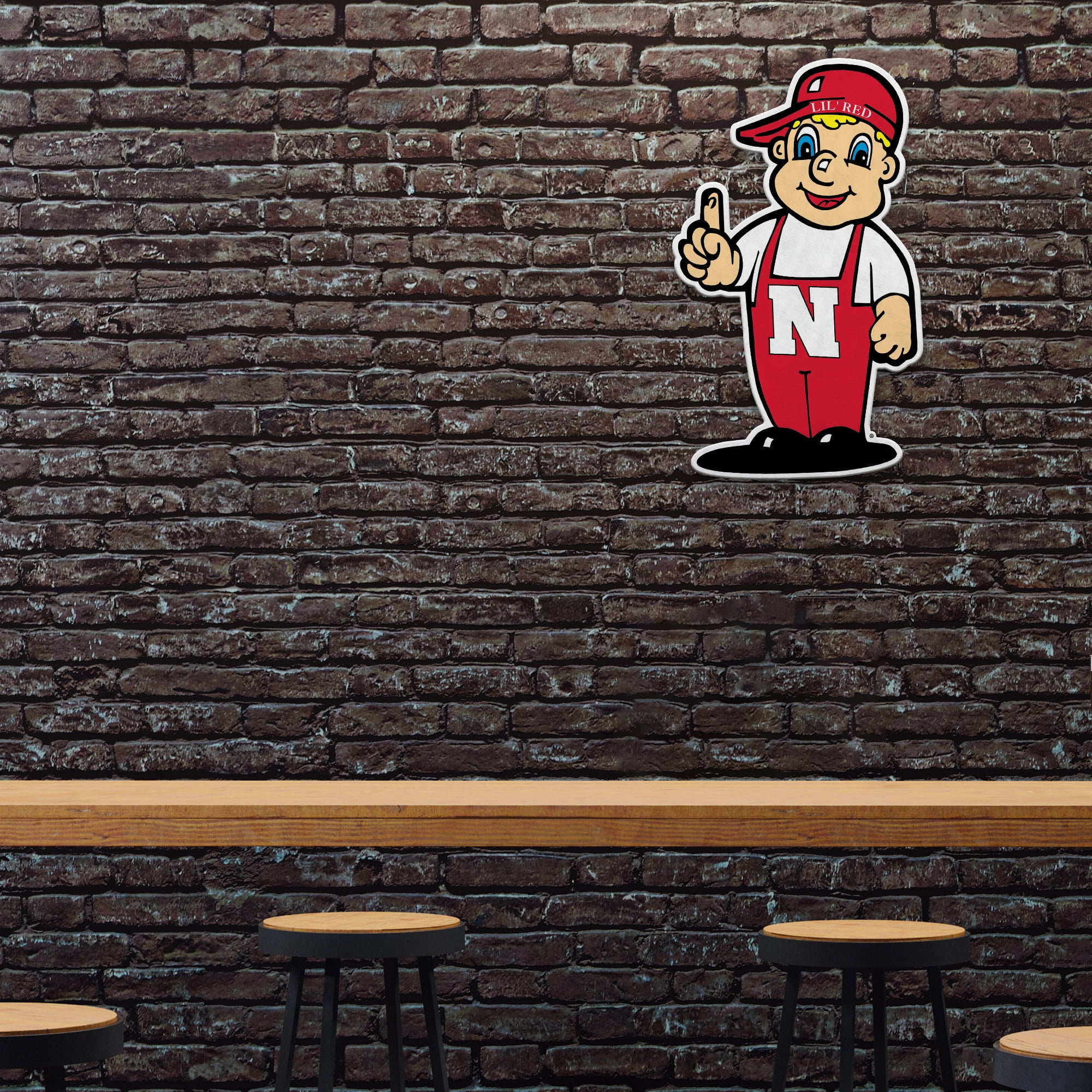 NEBRASKA UNIVERSITY LIL' RED SHAPE CUT MASCOT PENNANT WITH HEADER CARD
