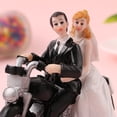 thumbnail image 6 of Wedding Cake Toppers - Bride Groom on Motorcycle Cake Topper Figurines Holding Just Married Board - Fun Cake Topper for Wedding, Decorations, and Gifts, 6 of 6
