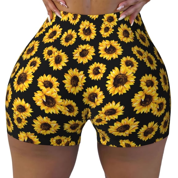 Vsdgher Sunflower 6 print Workout Shorts for Women Seamless Soft Smooth Gym Yoga Scrunch Active Exercise Fitness Shorts
