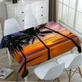 thumbnail image 4 of Palm Trees Decorative Rectangle Tablecloth Ocean Seascape Beach Palm Tree Sunset Polyester Table Cloths Kitchen Table Cover for Dining BBQ Picnic Coffee Table 60 x 84 Inch 6-8 Seats, 4 of 6