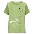 thumbnail image 4 of Fengactive Women's Short Sleeve Crew Neck Tops Printed Shirts Button Summer Blouses Tunic Trendy, 4 of 5