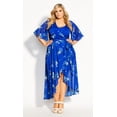 thumbnail image 1 of City Chic Women's Plus Size Blue Floral Maxi Dress Elbow Sleeves - Blue, 1 of 3