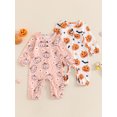 thumbnail image 3 of Michellecmm  Baby Girls Halloween Romper Pumpkin Print Long Sleeve Jumpsuits, 3 of 9