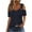 Navy, variant on EINCcm Sexy Cold Shoulder Tops for Women 2024 Summer Hollow Out Eyelet Short Sleeve Tshirts Going Out Blouses Ladies Tunic Tops