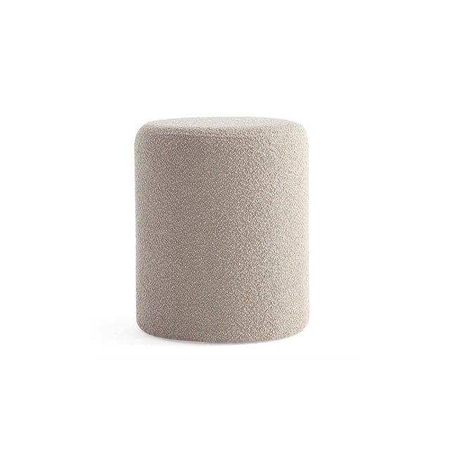 Get Style Ensemble Pouf Rond en Bouclé Paulo avec Siège Rembourré Confortable (Kaki)
