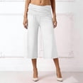 thumbnail image 4 of DHFJKG Yoga Capri Pants For Women Fold Over Low Rise Solid Color Stretchy Soft Cropped Pants Workout Gym Clothes Versatile Trousers, 4 of 4