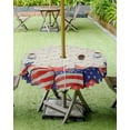 thumbnail image 3 of 4th of July Tablecloth with Umbrella Hole and Zipper America Flag Heart Round Outdoor Tablecloths 60 Inch Outside Table Cloths Freedom Patio Table Cloth Cover for Independence Day Picnic Garden Decor, 3 of 6