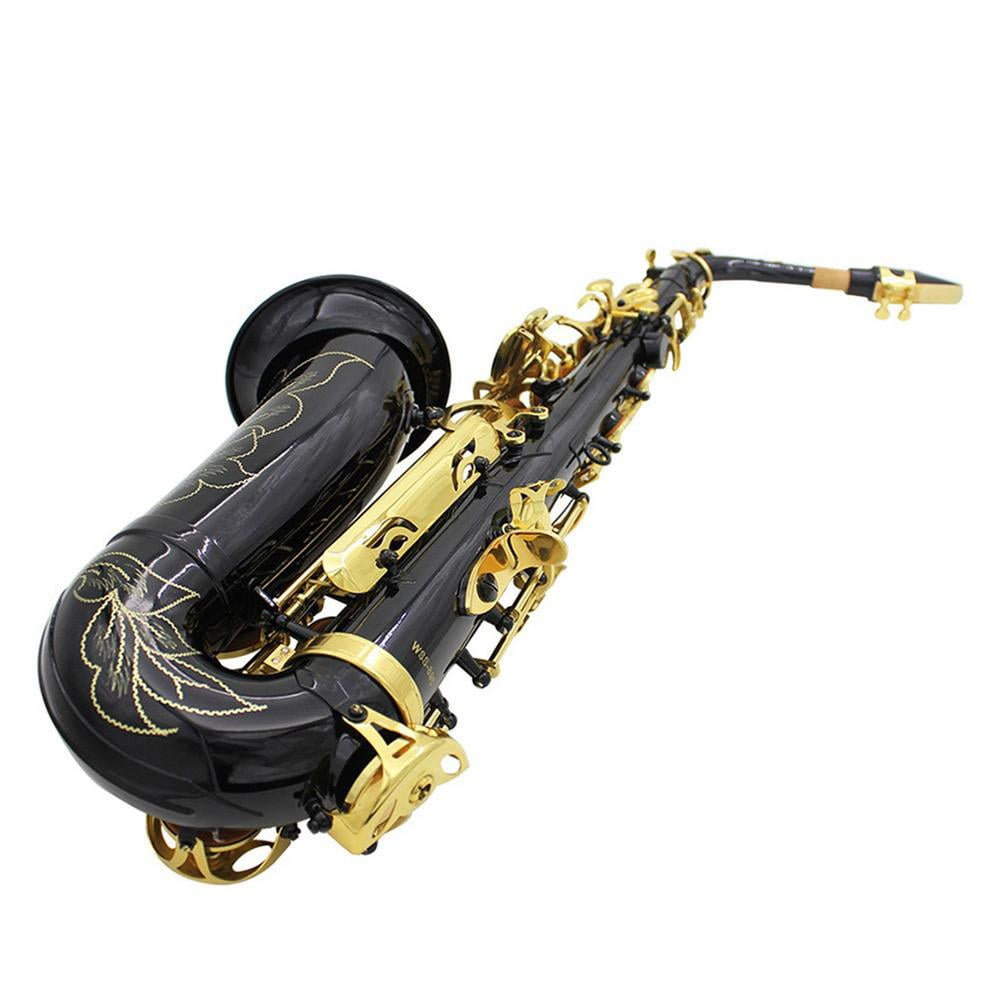 Golden Alto Saxophone Good Sound Quality Brass Engraved Alto Sax Wind & Woodwinds Saxophones with Adjustable Strap and Case gorgeously