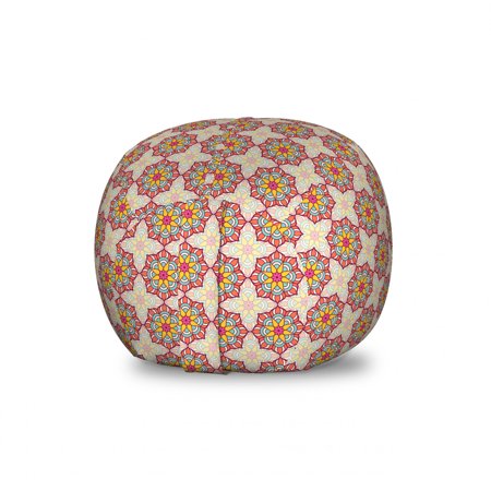 Ethnic Storage Toy Bag Chair  Mosaic Pattern of Ornamental Blossoms in Lively Colors Folkloric Ottoman Art Tile  Stuffed Animal Organizer Washable Bag  Large Size  Multicolor  by Ambesonne