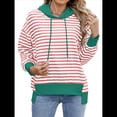 thumbnail image 2 of Sudadera de Rayas de Gran Tamaño para Mujer, Sudadera con Capucha de Bloques de Color, Jersey de Larga, Ropa Y2K Rosa y L, 2 of 10
