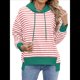 thumbnail image 2 of Sudadera de Rayas de Gran Tamaño para Mujer, Sudadera con Capucha de Bloques de Color, Jersey de Larga, Ropa Y2K Rosa y S, 2 of 10
