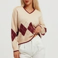 thumbnail image 6 of Erwazi Sweaters Women's Color Block Fall Winter V Neck Long Sleeve Warm Soft Knitted Pullover, 6 of 8