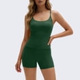 thumbnail image 7 of LangJing Womens Workout Sets 2 Piece Seamless Sports Cami Tops High Waist Biker Yoga Shorts Sets Gym Workout Activewear Matching Set Green,M, 7 of 7