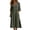 Army Green, variant on CHGBMOK Cotton Linen Dresses for Women Fall 3/4 Sleeve V Neck Fitted Waist Dress Side Slit Midi Dress with Pockets