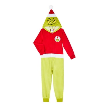 Grinch Boys Hooded Union Suit Pajama, Sizes 4-12