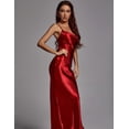 thumbnail image 4 of Vestido BELLA BARNETT satinado con tirantes finos sin espalda, rojo, 4 of 4