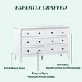 thumbnail image 3 of Vivienne Walker Edison Easy Assembly Solid Wood Spindle 6-Drawer Dresser - White, 3 of 14