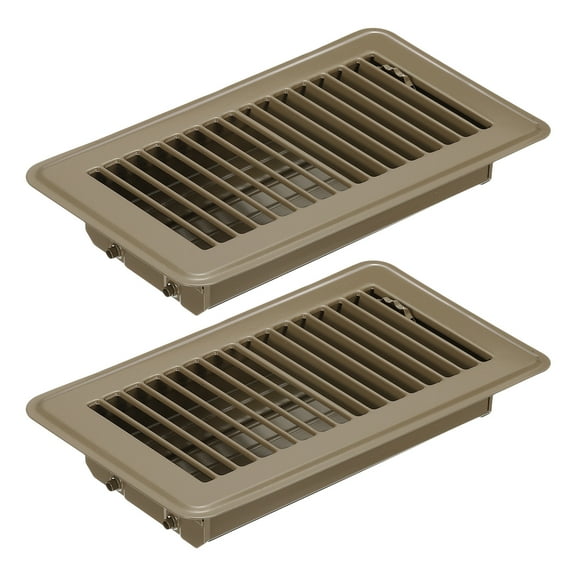 Uxcell 8 x 4 Inch Floor Register, 2pcs Heavy Duty Air Vent Cover Adjustable Floor Grates, Brown