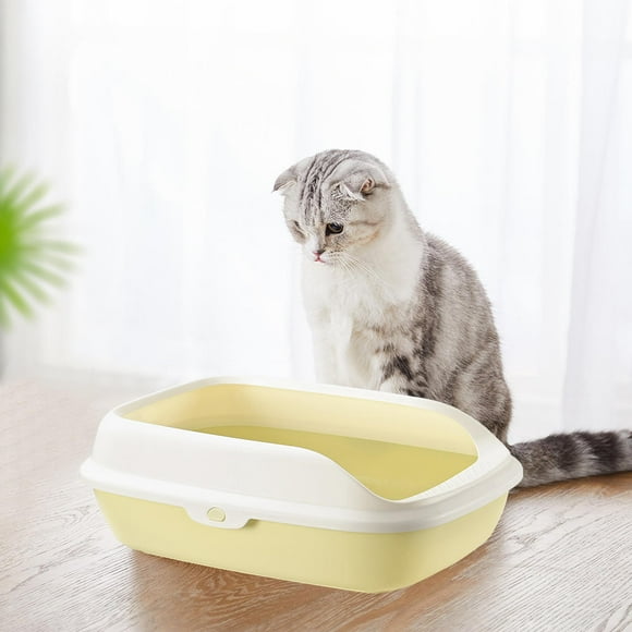Durable Cat Litter Box, Large Cat Pan Semi-enclosed Cat Toilet with Shovel