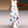 thumbnail image 2 of PENGXIANG Jupe Noire Robe Imprimée Sans Manches Col en V Ourlet Fendu Kaftan Ample Longue Robe, 2 of 6