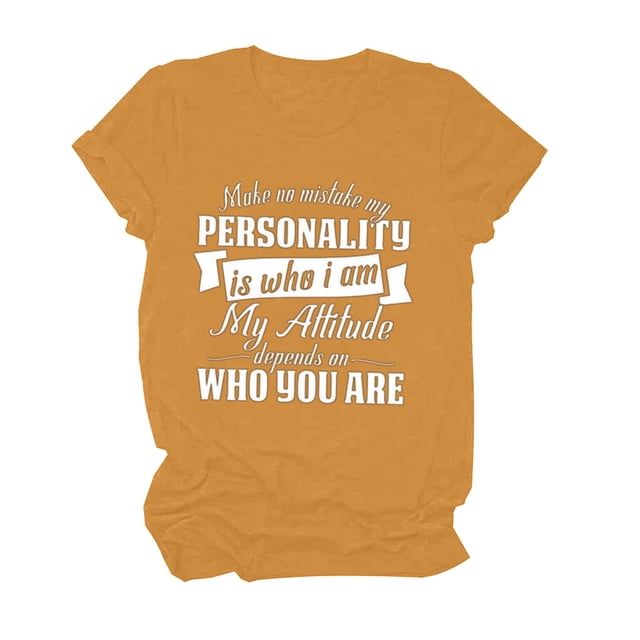 WEAIXIMIUNG T-Shirts Originaux pour Femmes, Manches Longues, Imprimé Lettre Drôle, Col Rond, Manches Courtes