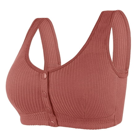 JSGEK Front Buckel Push up Plunge Trendy Wirefree Comfort Plus Size Bra without Steel Ring Gathering Bra Fashion Clearance Brown 6X-Large Bra for Ladies